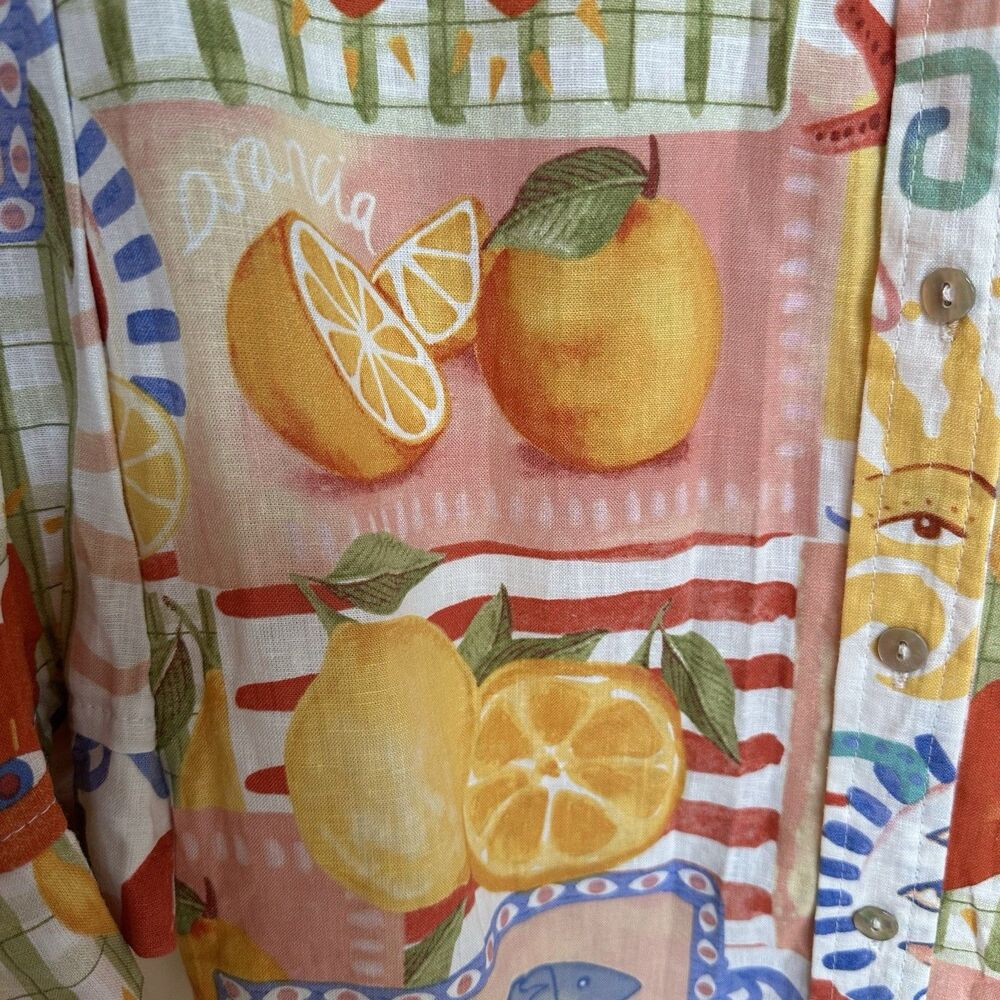 CALYPSO ST BARTH Small Linen Sardina Beach Italian Shirt Button Down  Cover Up - Picture 4 of 10